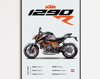 KTM 1290 Superduke R | 2020 | Personalized Motorcycle Poster | Gift for Bikers | Wall Decoration | Print by MotorBike Poster