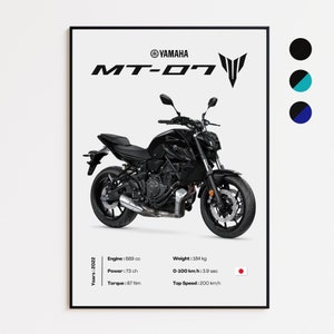 Yamaha MT-07 | 2022 | Personalized Motorcycle Poster | Gift for Bikers | Wall Decoration | Print by MotorBike Poster