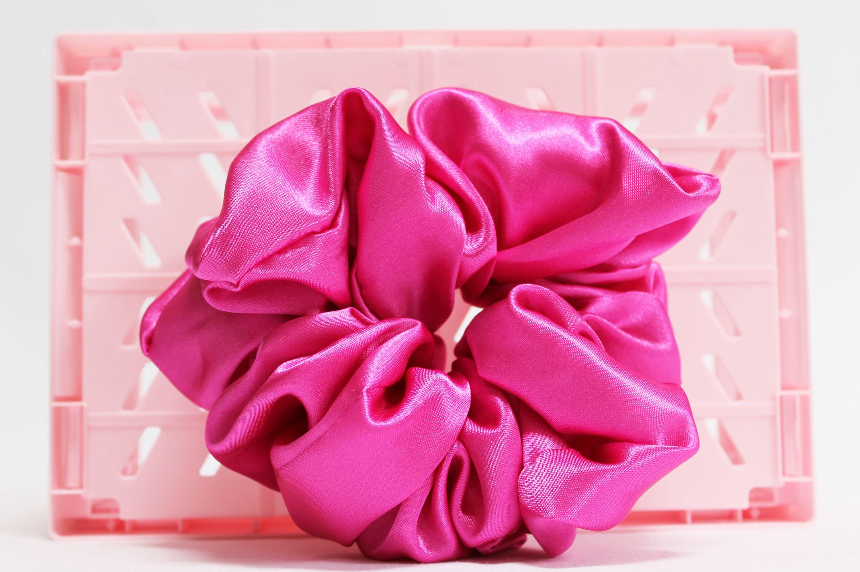 Oversized XL handmade pink satin scrunchie