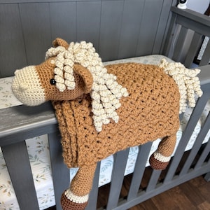 Crochet Horse Baby Blanket, Sensory Blanket, Crochet Blanket, Farm Theme Nursery