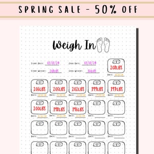 Weigh In / Fitness Tracker / A5 Journal Page / Printable Tracker / Exercise Tracker / Health Tracker / Workout Tracker / Activity Log / Plan