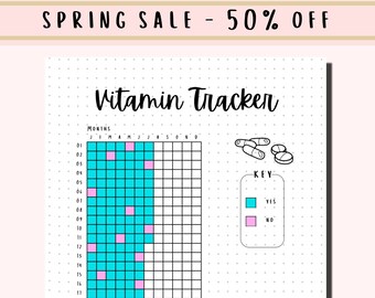 Medication Vitamin Yearly Tracker / A5 Journal Page / Printable Tracker / Medication Tracker / Health Tracker / Pill Tracker / Meds Tracker