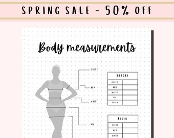 Körpermaße Tracker A5 Journal Seite DRUCKBARE Tracker Fitness Tracker Übungstracker Gesundheitstracker Workout Tracker Abnehmseite