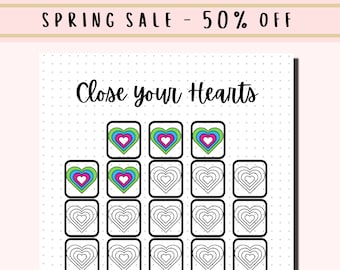 Esercizio Hearts Fitness Tracker / Pagina diario A5 / Tracker stampabile / Tracker di esercizi / Tracker di salute / Tracker di allenamento / Registro attività