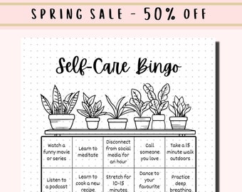 Self Care Checklist Bingo Card / A5 Journal Page / Tracker / Weekly Tracker / Wellness Journal Page / Wellness Tracker /Self-Care Bingo Game