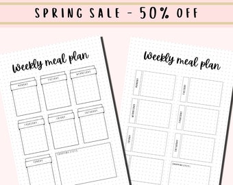 Wöchentlicher Mahlzeitplaner / A5 Printable Journal Template / Wöchentlicher Mahlzeitplaner / Wöchentlicher Essensplan / Printable Meal Plan / Essplan