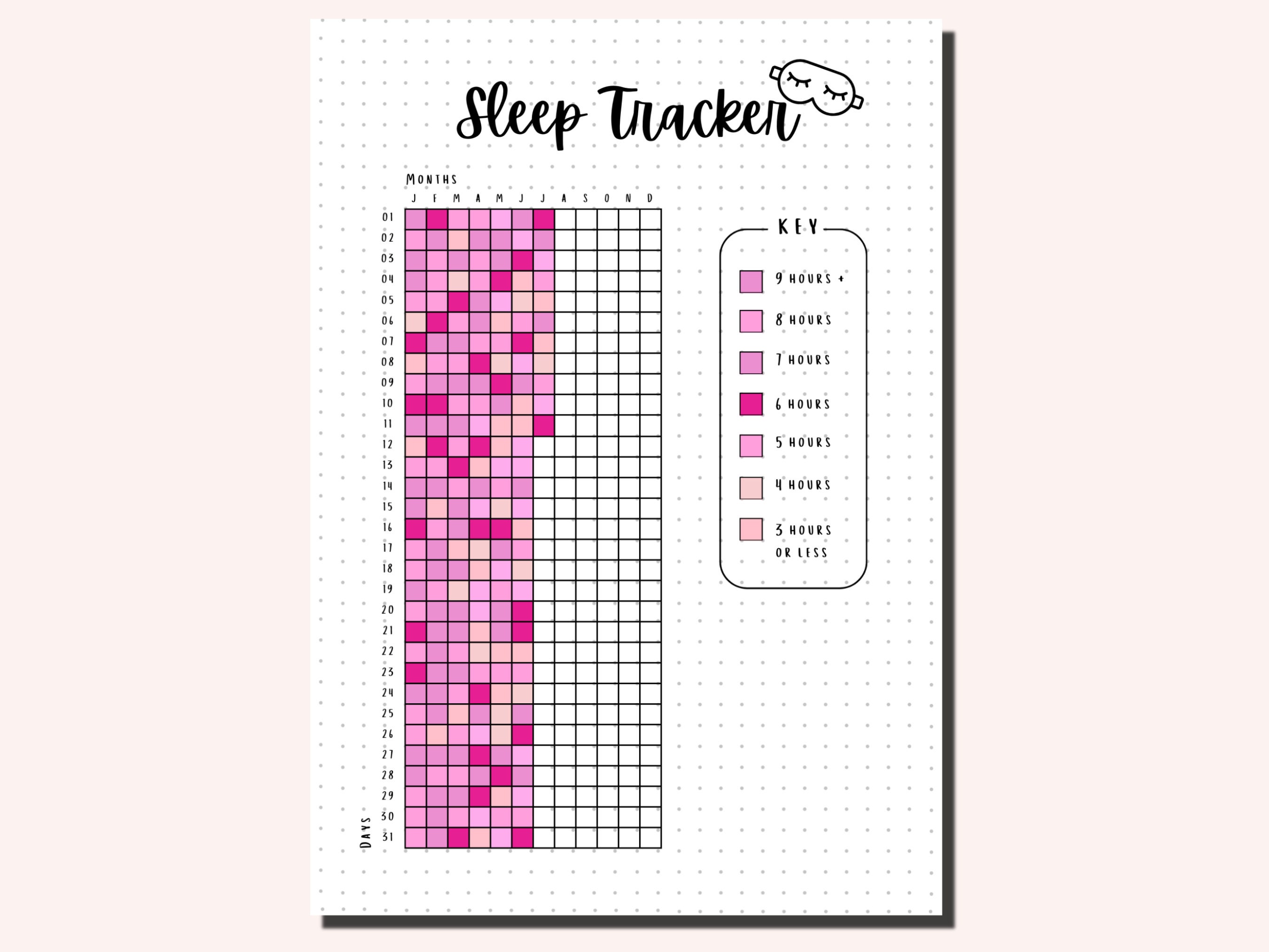 Yearly Sleep Tracker Printable / Pixel Sleep Tracker / Health ...