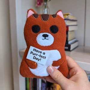 Peluche pour chat avec carte personnalisée, peluche animal avec message positif personnalisé, cadeau en peluche pour se sentir bien pour égayer les amis et la famille