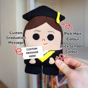 Message personnalisé en peluche de remise des diplômes, carte de diplômé universitaire, cadeau d'un diplôme fait main de la classe de 2025, jouet en peluche souvenir Royaume-Uni