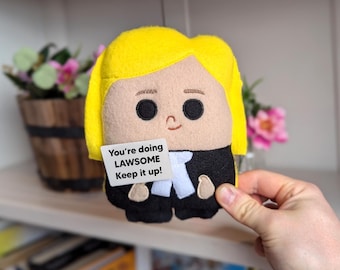 Custom female Lawyer plushie Personalised law gifts barrister birthday card legal present solicitor doll novelty congratulations first case