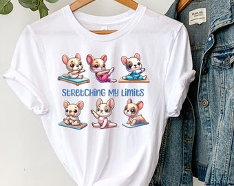 Frenchie Bulldog tshirt hond mama shirt pilates leraar cadeau Frenchie shirt grappige hond tee shirt yoga leraar shirt coach tee stretching shirt