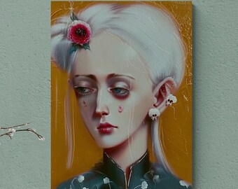 Unique Home Decor | Wall Art | One-of-a-kind | Canvas | Glass Printing | Metal Print | Portrait | Flower | Skull | Tears | Gothic art