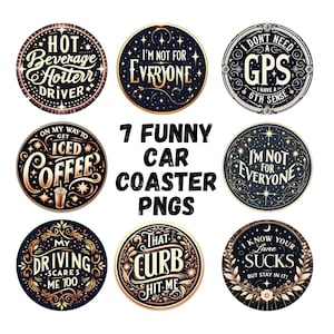 Retro Car Coaster PNG SVG, Funny Car Coaster Sublimation Design, Driving Quotes, Flower Car Coaster Template, Sarcastic Keychain PNG
