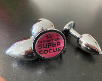 Plug anal métal avec message personnalisé, Buttplugs BDSM, 3 tailles, modèle unique pour un effet wahou, custom, élargir cul, couleur