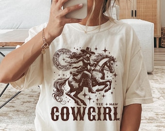 Space Cowgirl T-Shirt: Western Rodeo Tee, Cosmic Design
