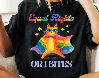 You Are Safe With Me T-Shirt: Feminist Cat, Rainbow Pride, LGBTQ Ally