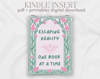 Kindle Insert Moth Kindle Cover Insert Pink & Green Printable Kindle Insert Aesthetic Kindle Insert Fantasy Book Lover Kindle Case Insert