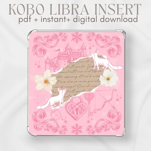 Rosa utskrivbar Kobo Libra-insats Inspirerad av en saga med ett broken heart-motiv Estetisk Kobo Libra-färginsats Nyckfullt Kobo-fodral