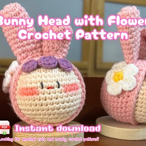 Flower Bunny Crochet Pattern: Amigurumi Animal Toy (PDF Pattern)
