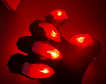 Self-design luminous cyberpunk claws, glowing mechanical claws, cyberpunk cosplay costume,technology fursuit dragon claws, Halloween costume