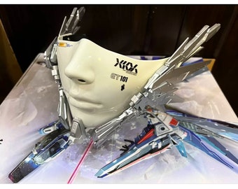 Selbstdesigned Cyberpunk Halbgesichtsmaske, Mechanische Cosplay Maske mit beweglichen Flügeln, Winkelmaske für Fotografie, Einzigartige Futuristische Maske