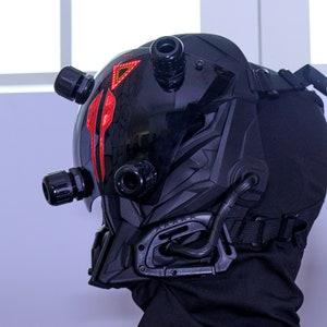Futuristic Warrior Mask Costume, Glowing Cyberpunk Rave Helmet, Handmade Full Face Mask, Masquerade Cosplay Mask, Alien cosplay helmet image 7