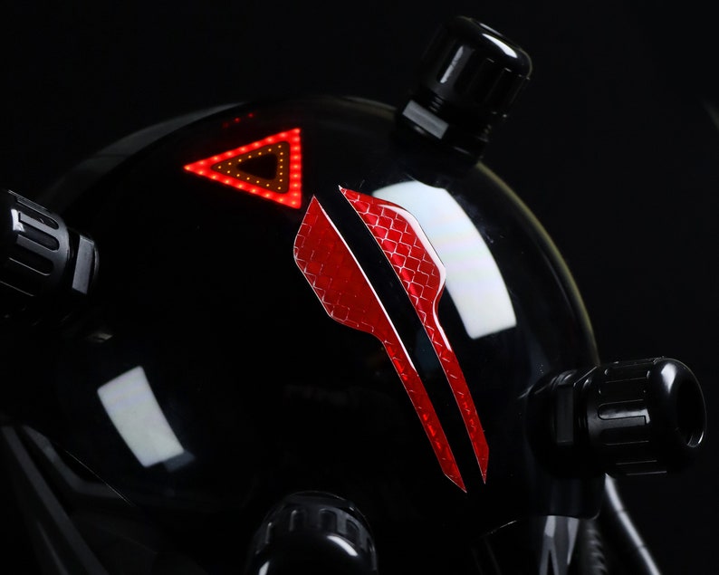 Futuristic Warrior Mask Costume, Glowing Cyberpunk Rave Helmet, Handmade Full Face Mask, Masquerade Cosplay Mask, Alien cosplay helmet image 6