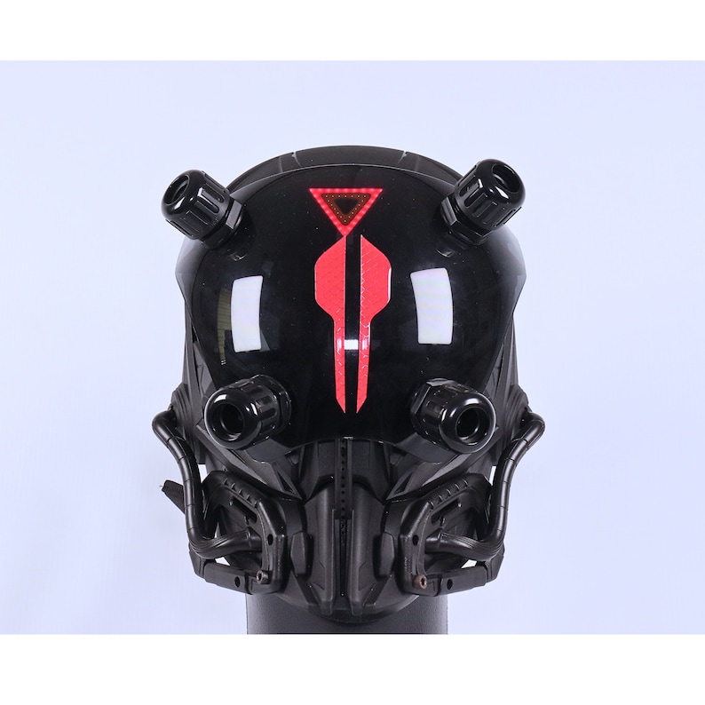 Futuristic Warrior Mask Costume, Glowing Cyberpunk Rave Helmet, Handmade Full Face Mask, Masquerade Cosplay Mask, Alien cosplay helmet image 1
