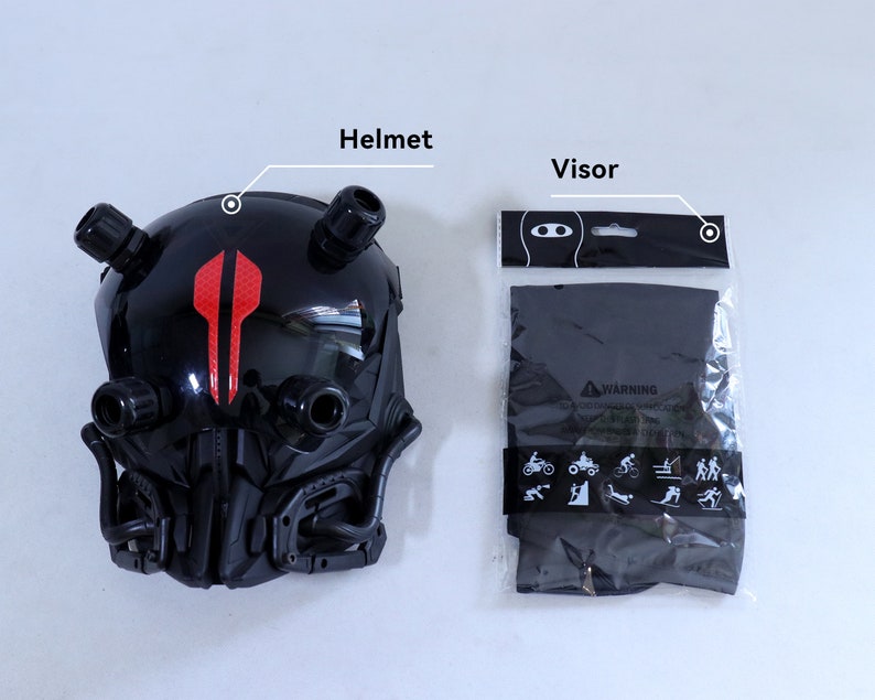 Futuristic Warrior Mask Costume, Glowing Cyberpunk Rave Helmet, Handmade Full Face Mask, Masquerade Cosplay Mask, Alien cosplay helmet image 9