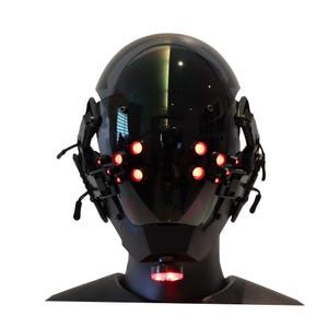 Self-design glowing cyberpunk mask, Futuristic Mask with lights, luminous Tech Merch Mask, Support Multiple wearing styles, halloween mask