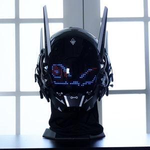 Handmade Bluetooth Rave Mask, Glowing Cyberpunk Helmet with Custom image and color Futuristic Full Face Mask w, DJ party mask