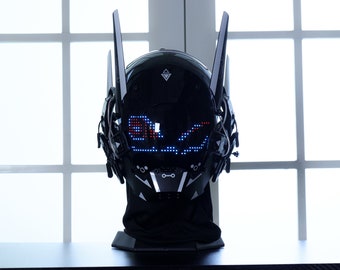 Handgefertigte Bluetooth-Rave-Maske, leuchtender Cyberpunk-Helm mit individuellem Bild und Farbe. Futuristische Vollgesichtsmaske mit DJ-Party-Maske