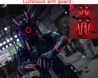 Self-design Luminous cyberpunk arm guard, Glowing Mecha-style Biochemical Arm and Knee Guards, Cyberpunk arms for cosplay, custom color
