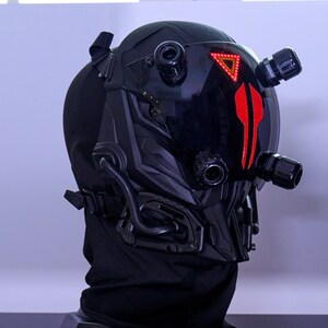 Futuristic Warrior Mask Costume, Glowing Cyberpunk Rave Helmet, Handmade Full Face Mask, Masquerade Cosplay Mask, Alien cosplay helmet image 5