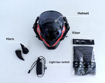Walterrific Venator Motorcycle Suit Samurai Punk Helmet With Horn