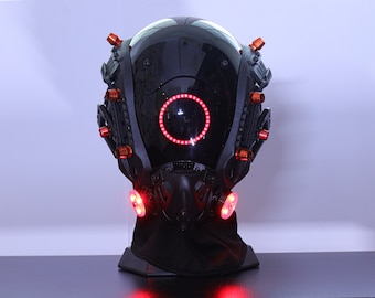 Rode krijger Rave-helm met bout, aangepaste gloeiende Coll Halloween-cosplaymasker, futurstic Tech-masker, volgelaatsmasker, cyberpunk Tech-helm