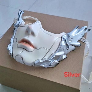 Self-design half face Futuristic mask, cool cyberpunk mask with wings, cyberpunk outfit, Tech Mask, Mechanical mask, Unique DJ/ Concert mask