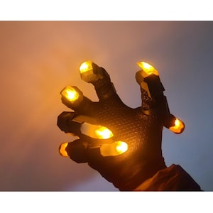 Self-design luminous cyberpunk claws, glowing mechanical claws, cyberpunk cosplay costume,technology fursuit dragon claws, Halloween costume
