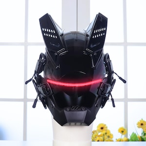 手作りのクールなサイバーパンクフルフェイスマスク、光るナイトクラブ/バーDJレイブヘルメットマスク、光るサムライヘルメット、タクティカルハロウィンコスプレヘルメット