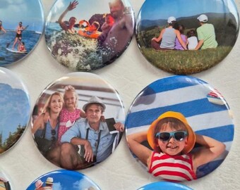 Photo magnets 2.25' round, Personalized Gift - Holiday - Wedding - Couples - Birthday - Gift - Baby - Party - Family