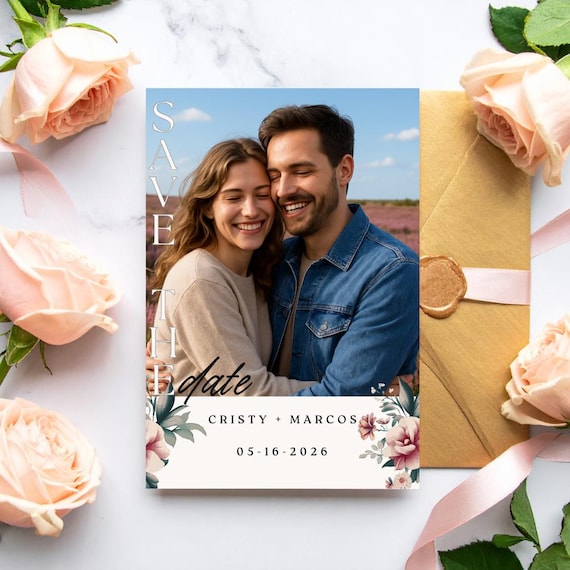 Modern Minimalist Save the Date Template: Editable Wedding Card (Digital Download)