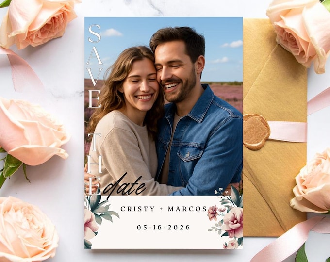 Modern Minimalist Save the Date Template: Editable Wedding Card (Digital Download)