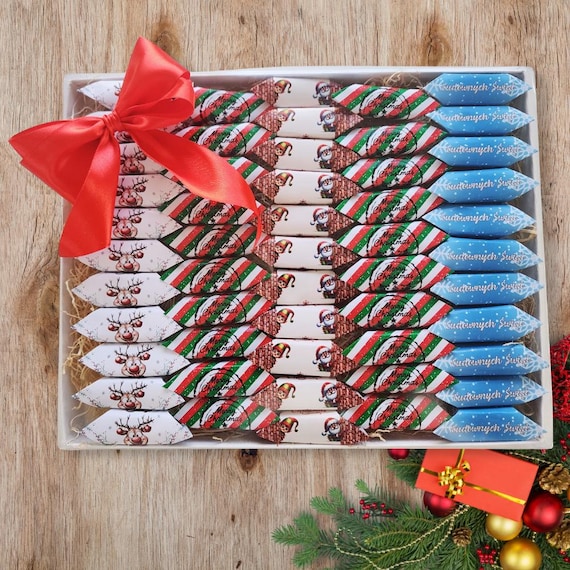 Personalized Christmas Candy Box – Large - 53 Custom Krówki Caramels – Elegant Holiday Gift with Ribbon, Ready to Gift