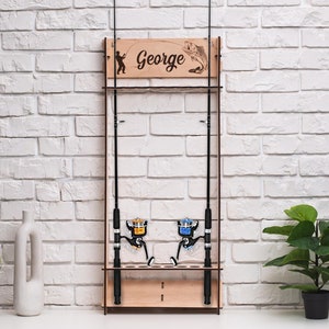 Angelrutenhalter nach Maß für die Wand, Angelrutenhalter aus Holz, Angelrutenhalter, Angelrutenhalter für die Wand, Holzregal, Fliegenfischerrutenhalter