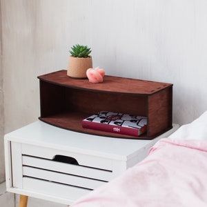 Floating shelf wood, Nightstand shelf, Floating nightstand modern, Nightstand organizer, Bed side table organizer, Cube shelf, Wood Bedside