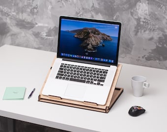 Convertidor de escritorio para computadora portátil, Mesa portátil para computadora portátil, Soporte ajustable para computadora portátil, Escritorio plegable para computadora portátil, Soporte ergonómico para computadora portátil, Madera elevadora para computadora portátil