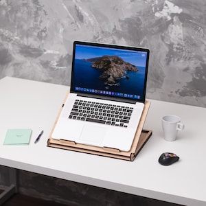 Laptop Schreibtisch Konverter, Tragbarer Laptop Tisch, Verstellbarer Laptopständer, Faltbarer Laptoptisch, Ergonomischer Laptopständer, Laptop Riser Holz