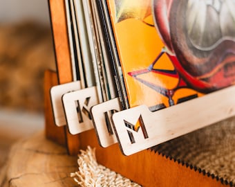 Divisores alfabéticos, Divisores de libros, Almacenamiento de discos de vinilo, Divisores de discos de vinilo, Divisores personalizados, Separadores de discos, Divisores de álbumes, Divisores de LP