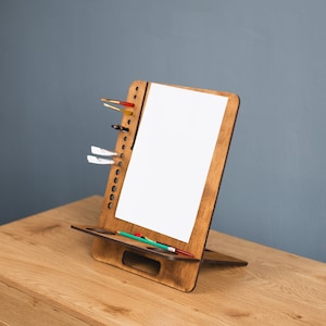 Schetsbord, bureauezel, verstelbaar tekenbord, houten schootbureau, draagbaar bureau, draagbaar kunstbureau, Plein air-schildersezel aquarel