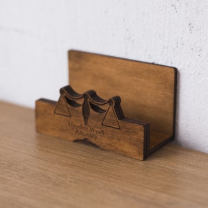 Titular de la tarjeta de visita del abogado, Titular de la tarjeta de visita del abogado, Placa de escritorio del abogado, Titular de la tarjeta de visita de madera, Placa de nombre del escritorio del abogado